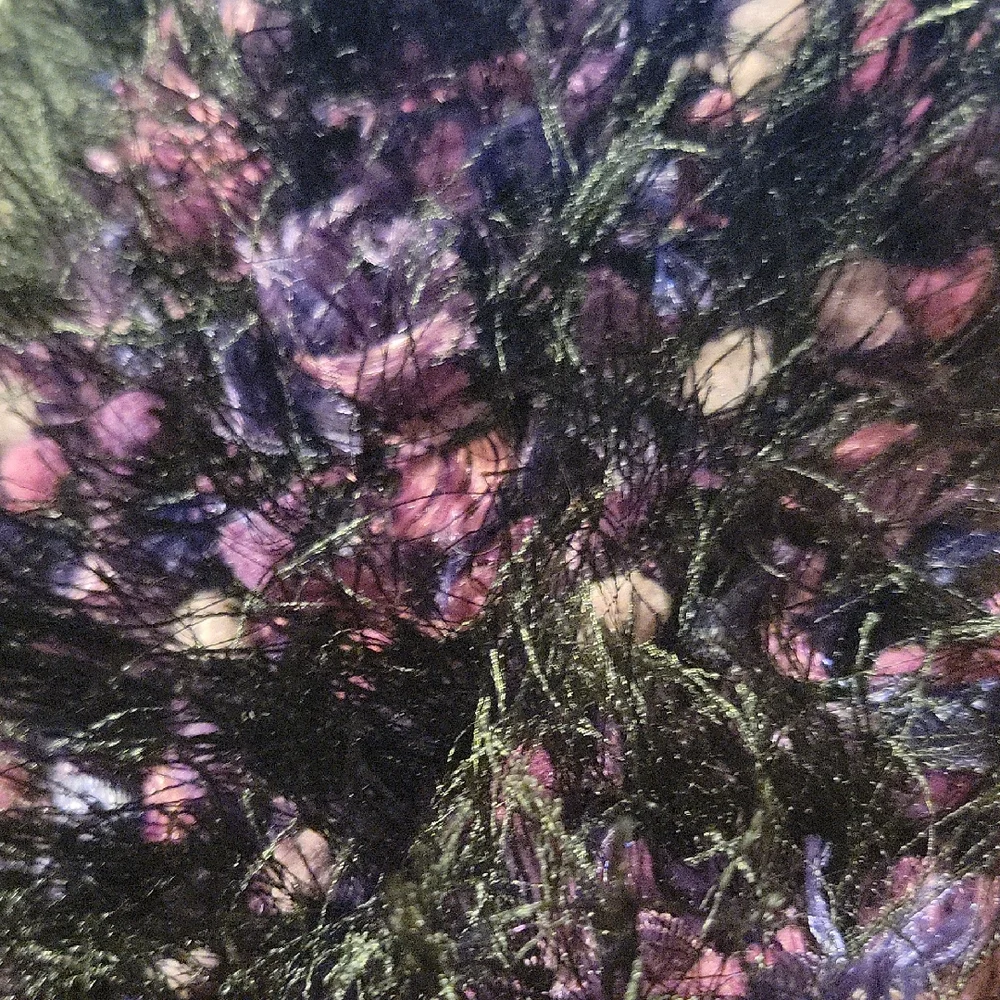 Approx. 74in Long Fuzzy Black And Vibrant Purple Textured Handmade Scarf